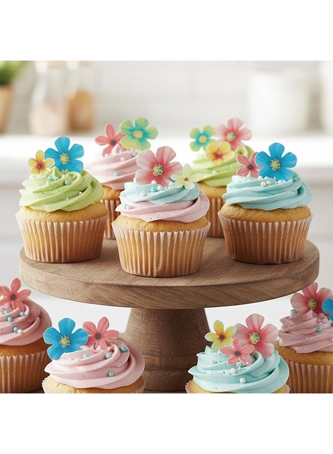 HS 35 Pcs Edible Flowers Cupcake Toppers Wafer Paper Flower Wedding Cupcake Picks Edible Flowers Cake Decorations For Spring Bridal Engagement Baby Shower Birthday Party Cake Decoration Supplies - Image 3